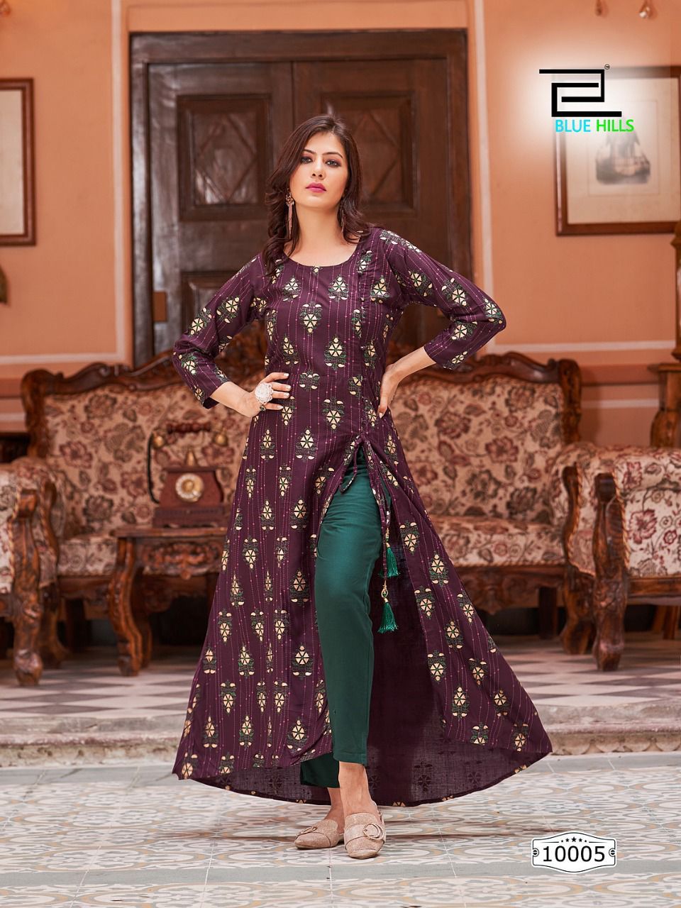 Blue Hills First Date 10 Ethnic Wear Long Designer Wholesale Kurti	